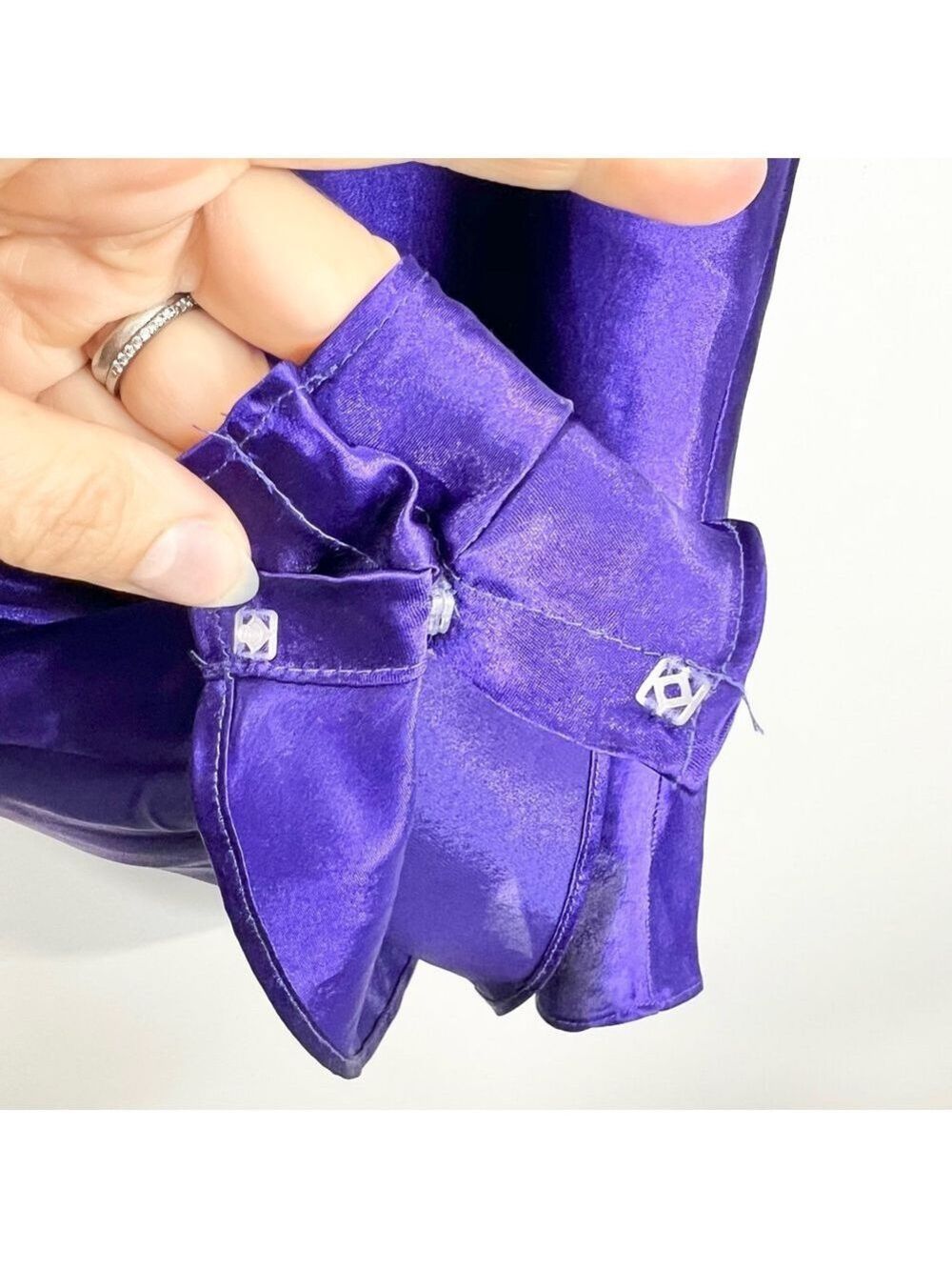 Vintage 80s 90s purple satin sheer lace bodice romper teddy negligee lingerie L - Picture 13 of 15